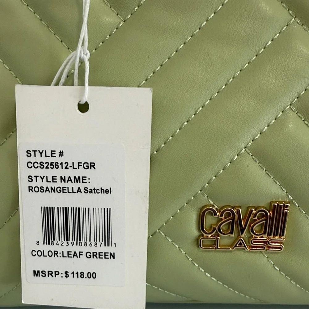 New with tags Cavalli Class Rosangela Leaf Green Satchel retails $118